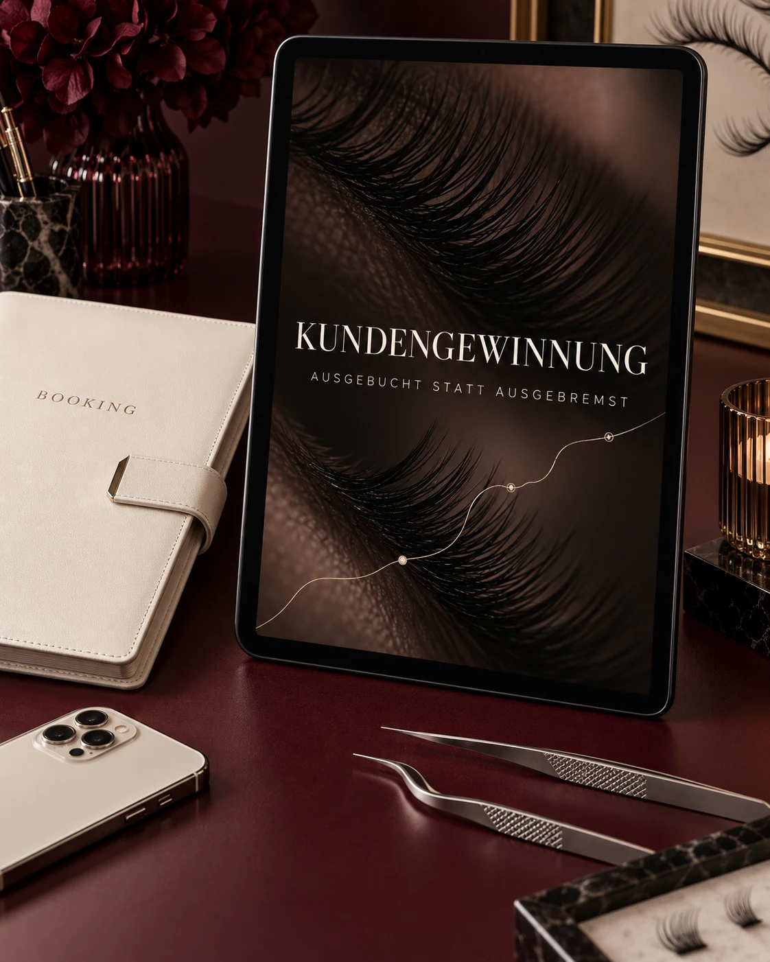 Tablet Mockup der Videolektion Kundengewinnung: Ausgebucht statt ausgebremst