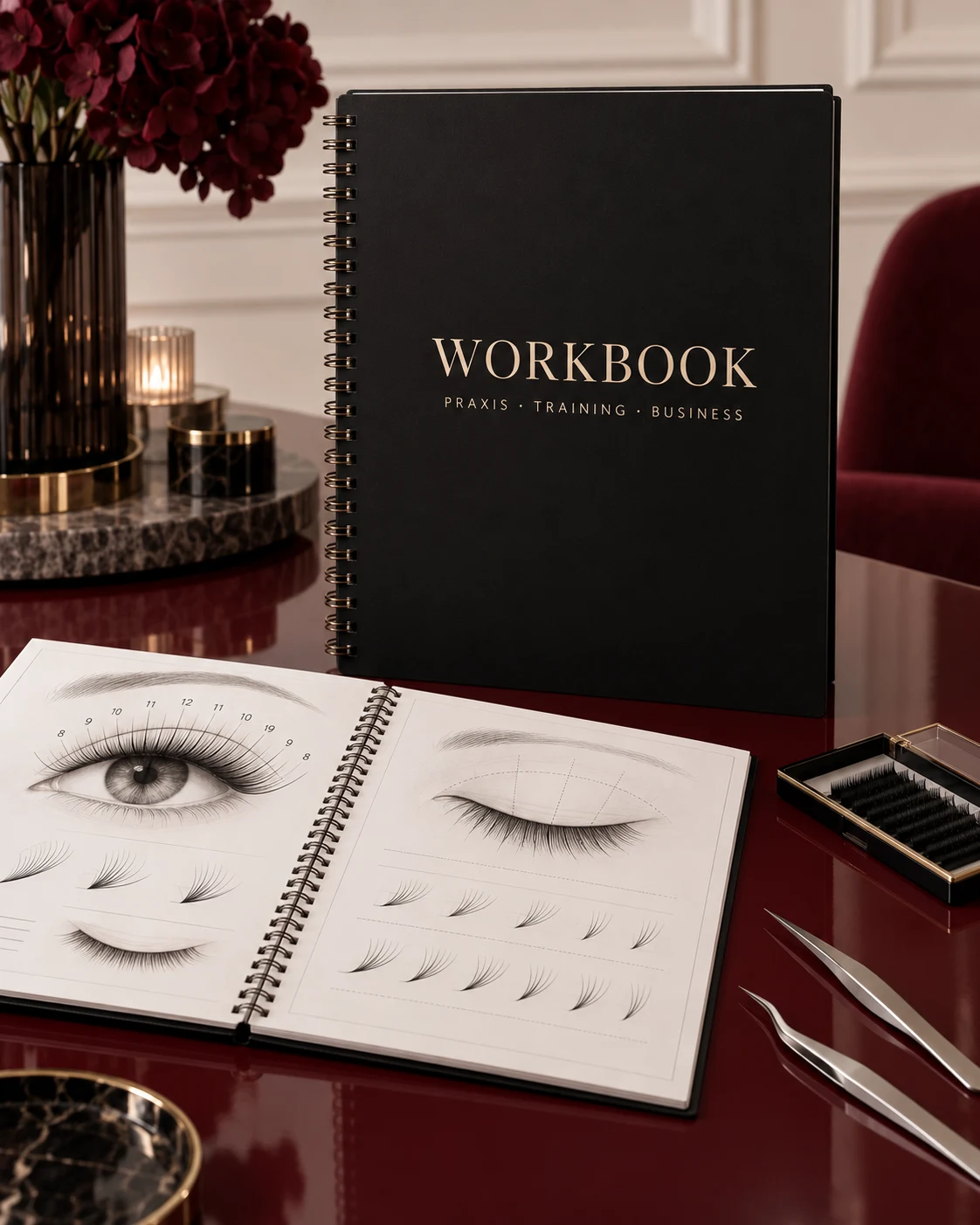 Mockup des Workbooks Praxis, Training und Business